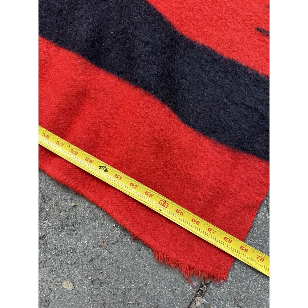 Vintage Hudson Bay Four Point Blanket Red Wool Black Stripe 84